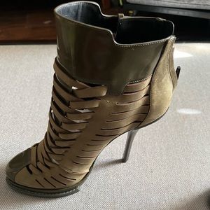 Women's Olive Cutout Stiletto Bootie - Stylish High Heel